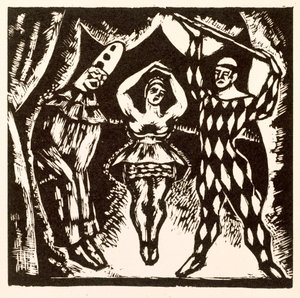 Harlequinade, woodcut by Roger Fry by Mark Gertler