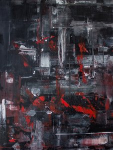 Dynamic Red Cityscape Abstract
