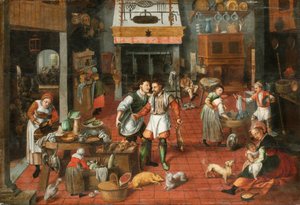 Kitchen interior by Marten van Cleve the Elder