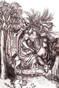 The Flight to Egypt, the Holy Family by Martin (after) Schongauer