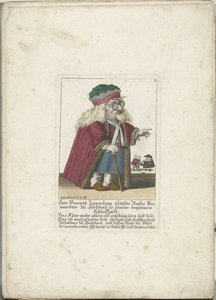 The Dwarf Vincentz Zipperling in a Fur Coat, ca. 1710 by Martin Engelbrecht (attributed to)