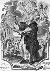 Vincent Ferrer, Spanish Dominican, engraving by Martin Engelbrecht