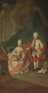 Two children of Empress Maria Theresa of Austria, Leopold and his sister Princess Maria Christine by Martin II Mytens or Meytens