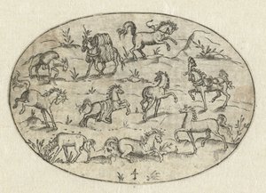 Oval with Eight Horses and Two Donkeys (Nev Thier Bvechlein) by Martin Pleginck