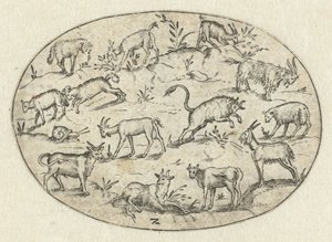 Oval with Thirteen Goats by Martin Pleginck