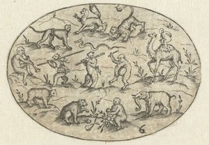 Oval with Fourteen Animals by Martin Pleginck