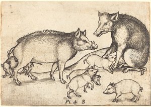 Family of Pigs by Martin Schongauer