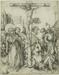 The Crucifixion with the Holy Women, St. John and Roman Soldiers by Martin Schongauer