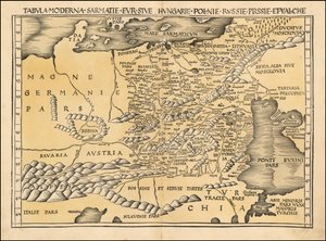 1513 map of Poland, Baltic, Hungary and Eastern Europe