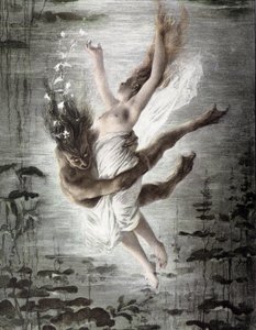 Marine monster abducting a young woman (detail), Allegories, Martin Gerlach, c. 1900 by Martin senior Gerlach