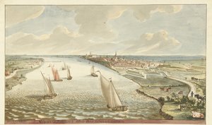 View of the fortifications at Nijmegen on the Waal, Nymegen Fortified by General Coehoorn (title on object) by Martinus Berkenboom