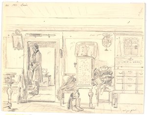 Peasant Cottage with Standing Man, Læsø by Martinus Rørbye