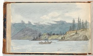 Lake Landscape with a Rowing Boat. The Fiord Krøderen, Norway by Martinus Rørbye