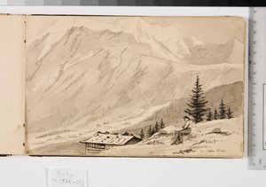 Landscape near Chamonix, France. A lake in the foreground by Martinus Rørbye