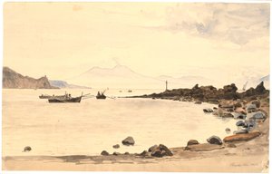 View of Vesuvius from Procida by Martinus Rørbye