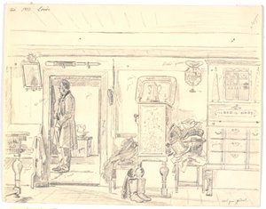 Peasant Cottage with Standing Man, Læsø by Martinus Rørbye