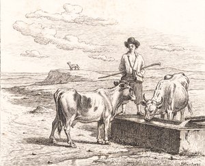 A Shepherd Boy by a Watering Trough. Illustration for Chr. Winther "Twenty-Five Pictures for Small Children"