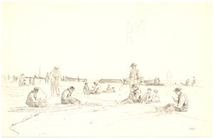 Fishermen Mending Nets on the Beach, Skagen by Martinus Rørbye