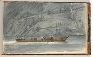 Fjord Landscape with Rowboat. Krøderen, Norway