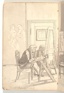 Interior from the Academy with Young Artists Drawing by Martinus Rørbye