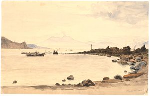 View of Vesuvius from Procida by Martinus Rørbye