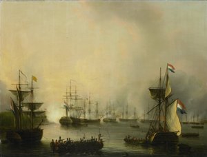 The Bombardment of Palembang, Sumatra, 24 June 1821 by Martinus Schouman