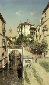 A Venetian Canal Scene by Martín Rico y Ortega