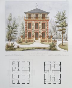 Project for a small country house near Paris, engraved by Walter, plate 18 from Architecture Pittoresque et Moderne by Marty