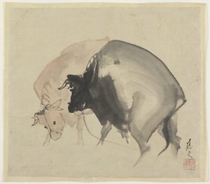 Two Bulls, c.1810 by Maruyama Oju