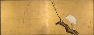 Heron on a Willow Branch by Maruyama Okyo