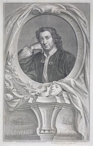 Portrait of Thomas Otway (1652-85) engraved by Jacobus Houbraken (1698-1780)