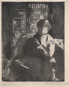 Knitting in the Library by Mary Cassatt