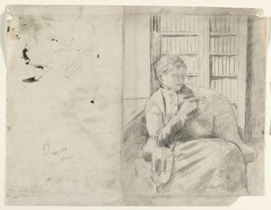 Knitting in the Library by Mary Cassatt