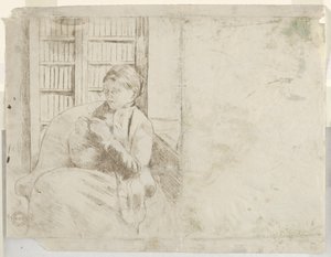 Knitting in the Library by Mary Cassatt