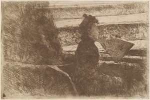 Lady in Black, in a Loge, Facing Right by Mary Cassatt