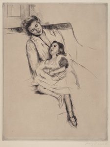 Reine and Margot Seated on a Sofa No. 2 by Mary Cassatt