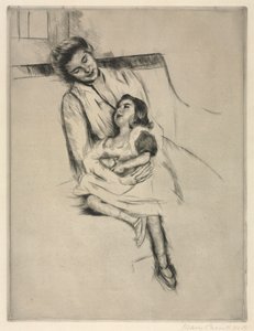Reine and Margot Seated on a Sofa, c. 1902 by Mary Cassatt