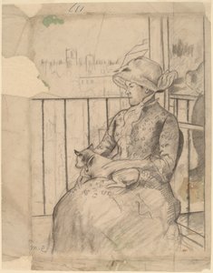 Susan on a Balcony Holding a Dog by Mary Cassatt