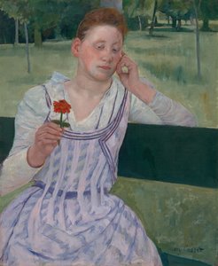 Woman with a Red Zinnia (Revery) by Mary Cassatt