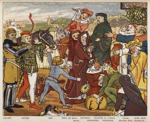 Geoffrey Chaucer, The Canterbury Tales, The Pilgrims leaving The Tabard Inn