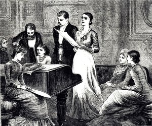 An engraving depicting a musical evening by Mary Ellen Edwards