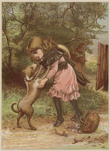 Girl playing with dog