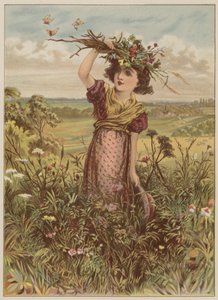 Girl with flowers and butterflies by Mary Ellen Edwards