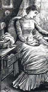 Woman Pausing from Her Mending by Mary Ellen Edwards