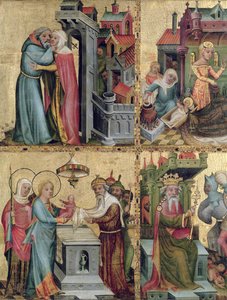Meeting at the Golden Gate and the Presentation in the Temple, from the Buxtehude Altar, 1400-10 by Master Bertram of Minden