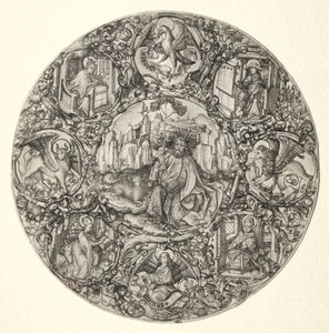 St. John the Baptist Surrounded by the Evangelists and Four Fathers of the Latin Church by Master ES