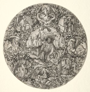 St. John the Baptist Surrounded by the Evangelists and Four Fathers of the Latin Church by Master E. S.