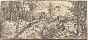Stag Hunt in a Landscape by Master H.W.G.
