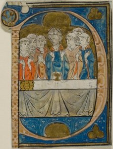 Bishop at Mass in a Historiated Initial "P" from a Choirbook