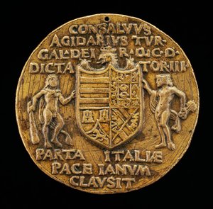 Shield Supported by Hercules and Janus [reverse], c. 1503 by Master of Coriolanus